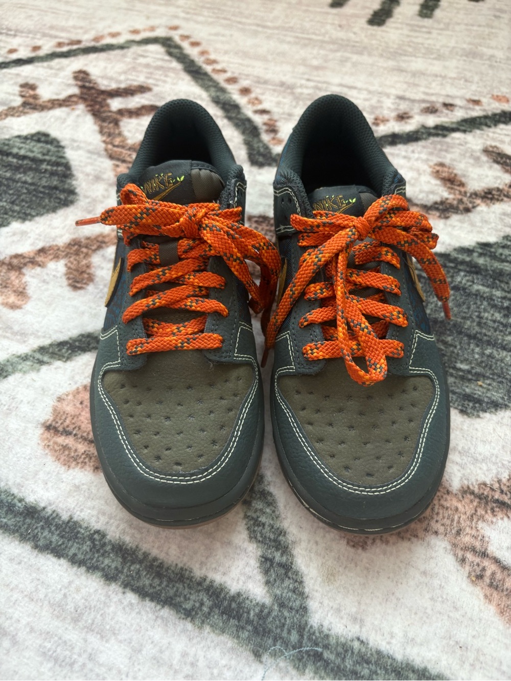Nike Kids Gray Sneakers with Bright Orange Laces